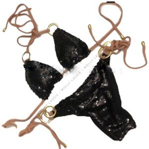 🖤 BLACK SEQUIN BIKINI 🖤 SCRUNCH BUTT CHEEKY 🖤